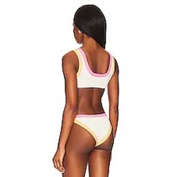 L*Space Lala Bikini Top Ribbed Cream Guava Golden Hour M NWT - Picture 8 of 10